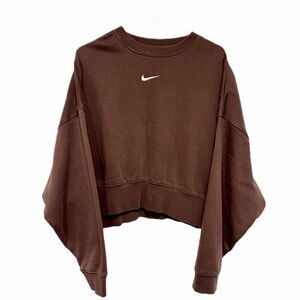 Nike Chocolate Brown Cropped Crewneck Sweatshirt